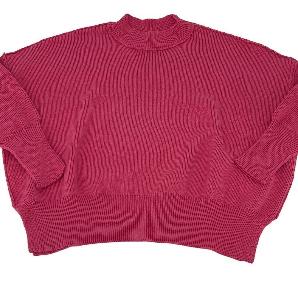 Six Fifty Womens‎ Pullover Sweater Crop Long Sleeve Acrylic Cotton Pink Size XS